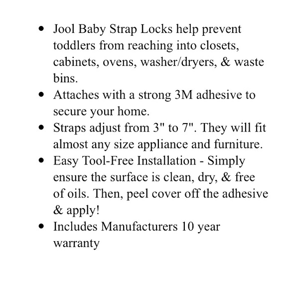 *3/$20* MULTI-USE STRAP LOCKS. 4 PK ADHESIVE ADJUSTING LATCHES TO CHILD PROOF. - Picture 5 of 5